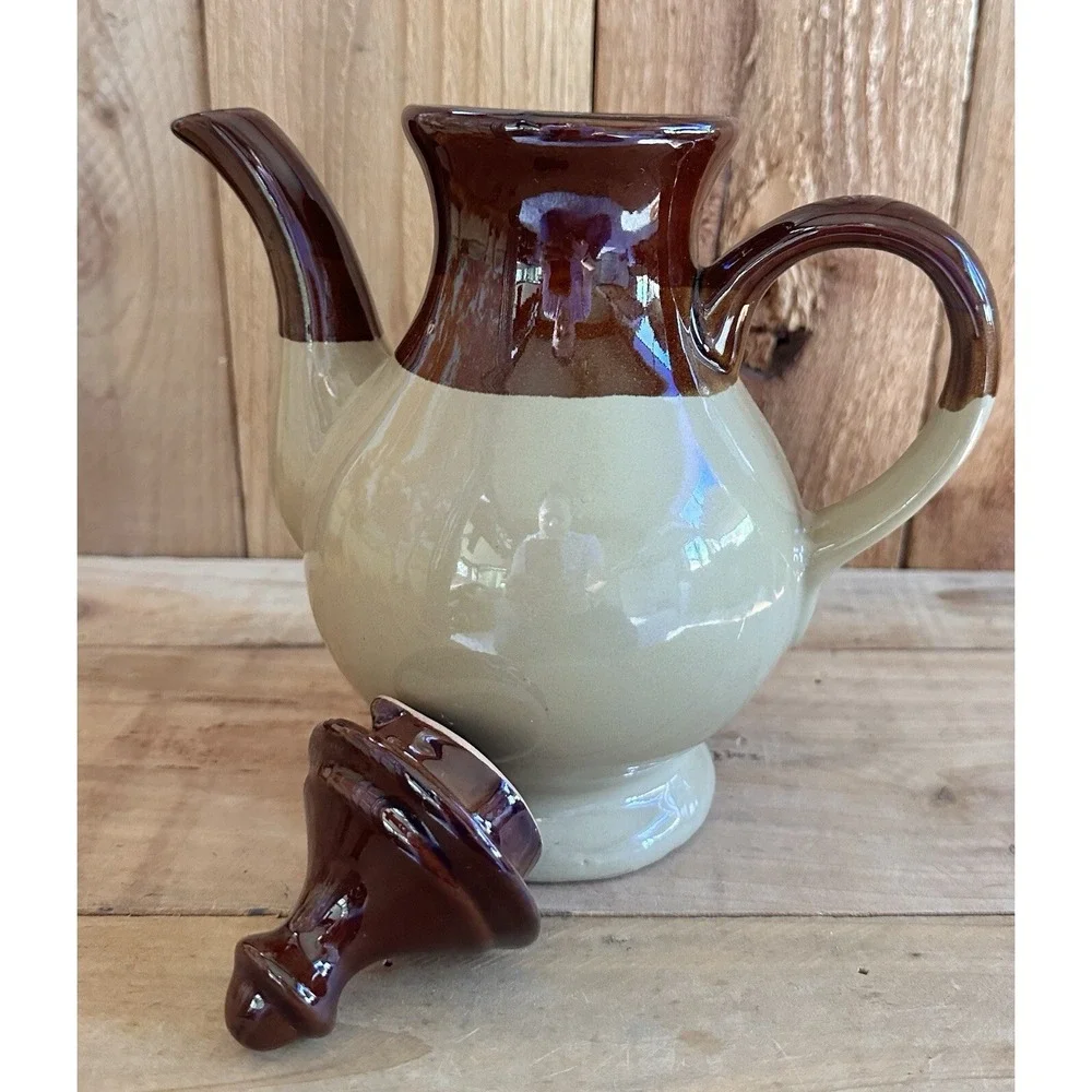 Vintage Interpur Pitcher Pottery Brown Made In Taiwan‎ Stoneware